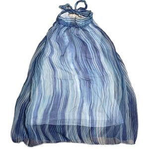 Vintage Carla Conti Striped Halter Neck‎ Tank Top Women's Size L Blue White